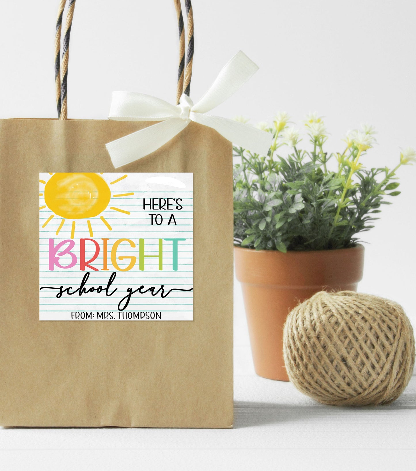 Back To School Gift Tag, Bright School Year, First Day Of School, Printable Gift Tag Template, Highlighter Marker, Gift For Teacher Student