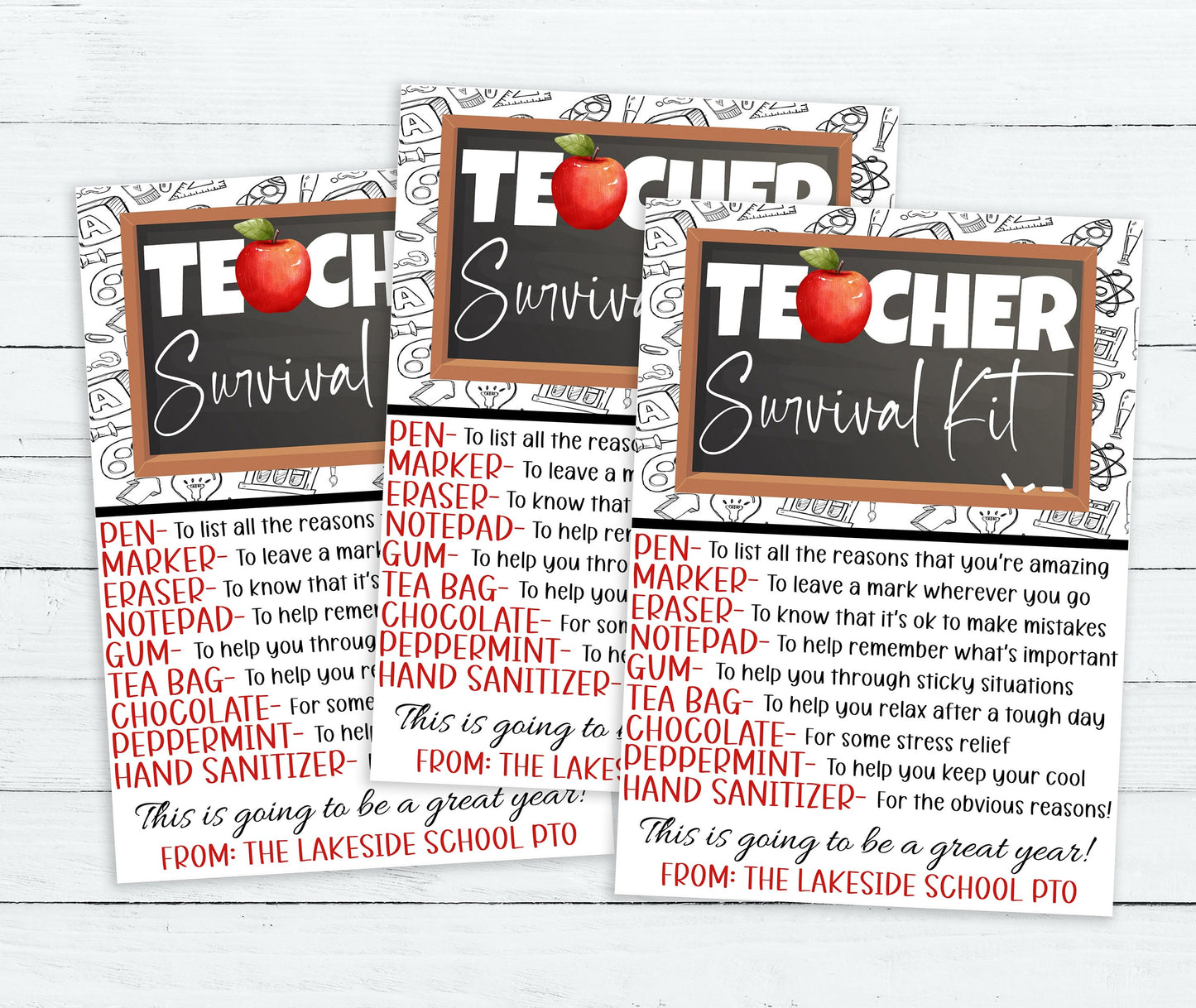 Teacher Survival Kit Gift Tag, Welcome Back To School, First Day Back, Gift For Teachers Staff PTO PTA, Editable Printable Instant Download