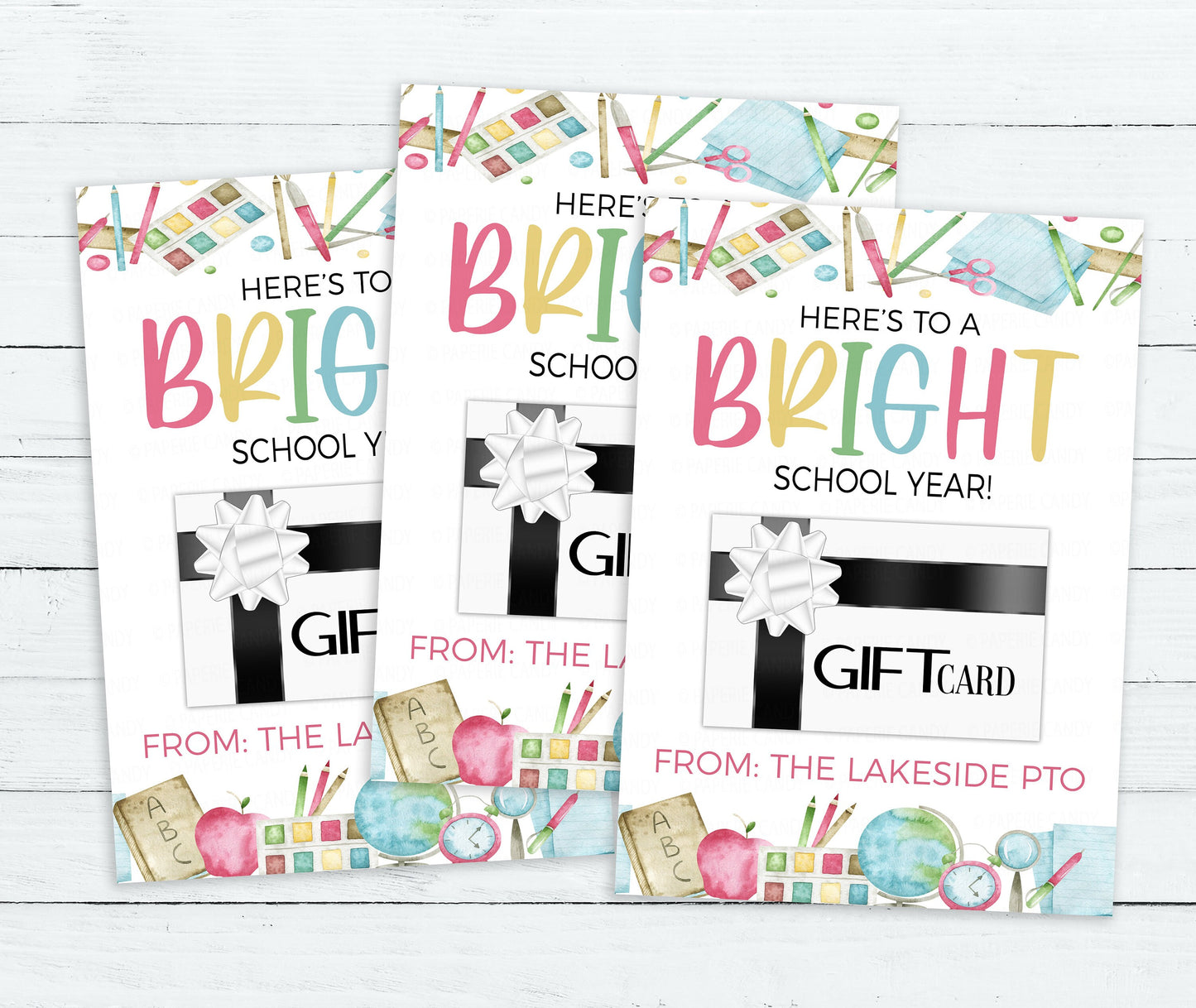 Bright School Year Gift Card Holder, Welcome Back To School, First Day, Gift For Teacher Staff PTO PTA, Editable Printable Instant Download