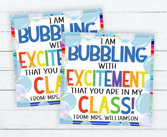 Back To School Bubbles Gift Tags, Bubbling With Excitement, First Day Of School Gift For Students Classmates, Bubble Toy Poppin, Printable