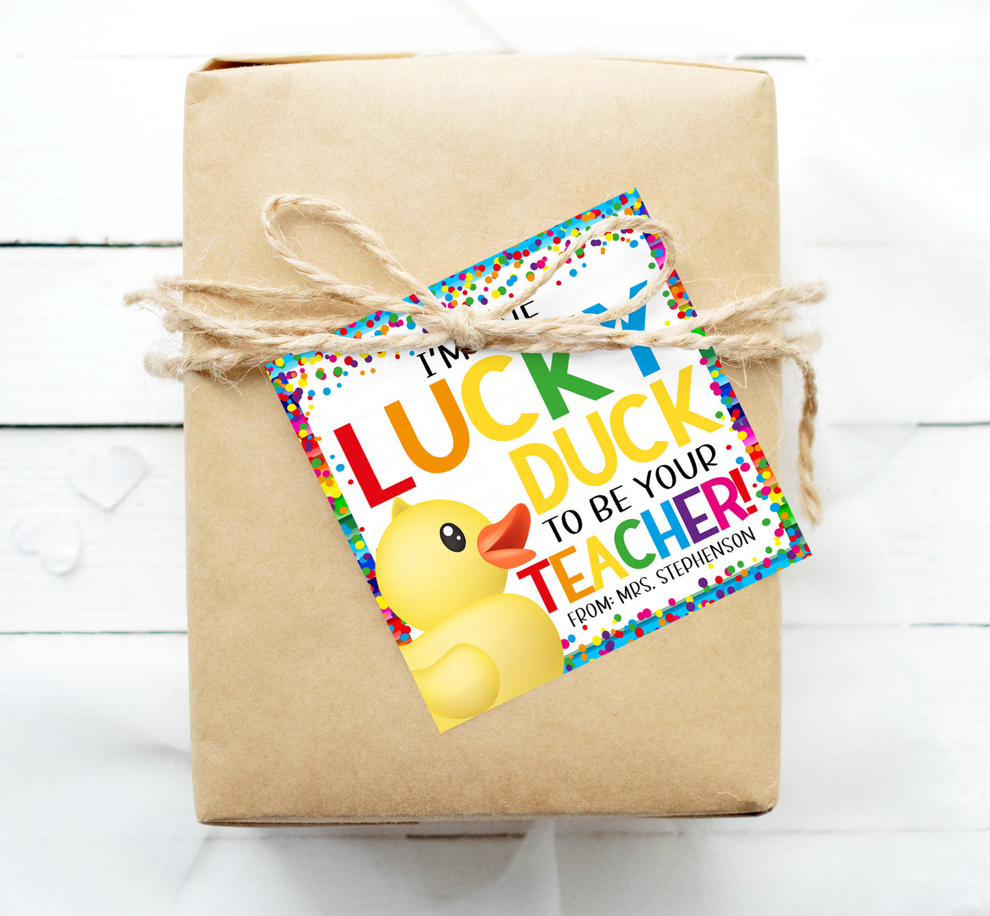 Back To School Rubber Duck Gift Tags, Lucky Duck To Be Your Teacher, First Day Of School Gift For Students Classroom, Welcome Gift Printable