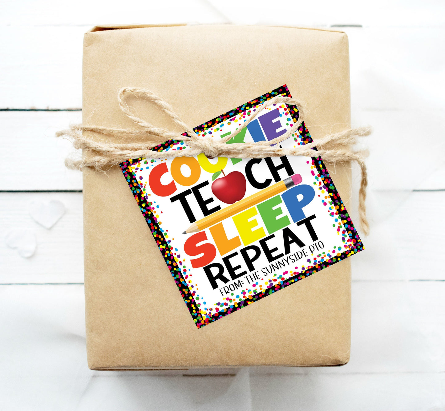 Back To School Teacher Gift Tag, Cookie Teach Sleep Repeat, Appreciation Gift For Teachers School PTO PTA, Chocolate Chip Editable Printable