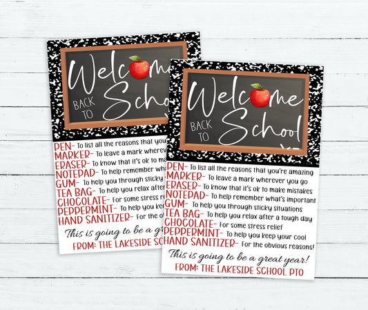 Back To School Survival Kit Gift Tag, Welcome Back First Day, Gift For Teachers Staff Students PTO PTA, Editable Printable Instant Download