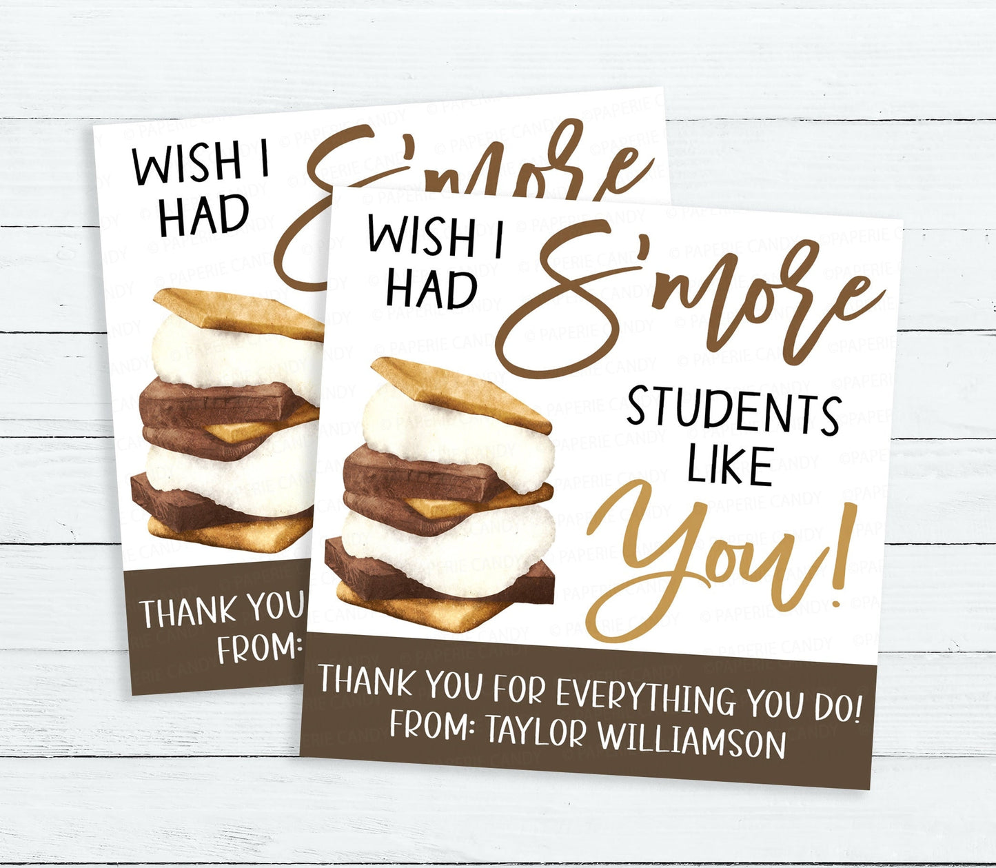 Student S'more Appreciation Gift Tag, Wish I Had S'more Students Like You Label, Back To School Gift For Students, DIY Editable Printable