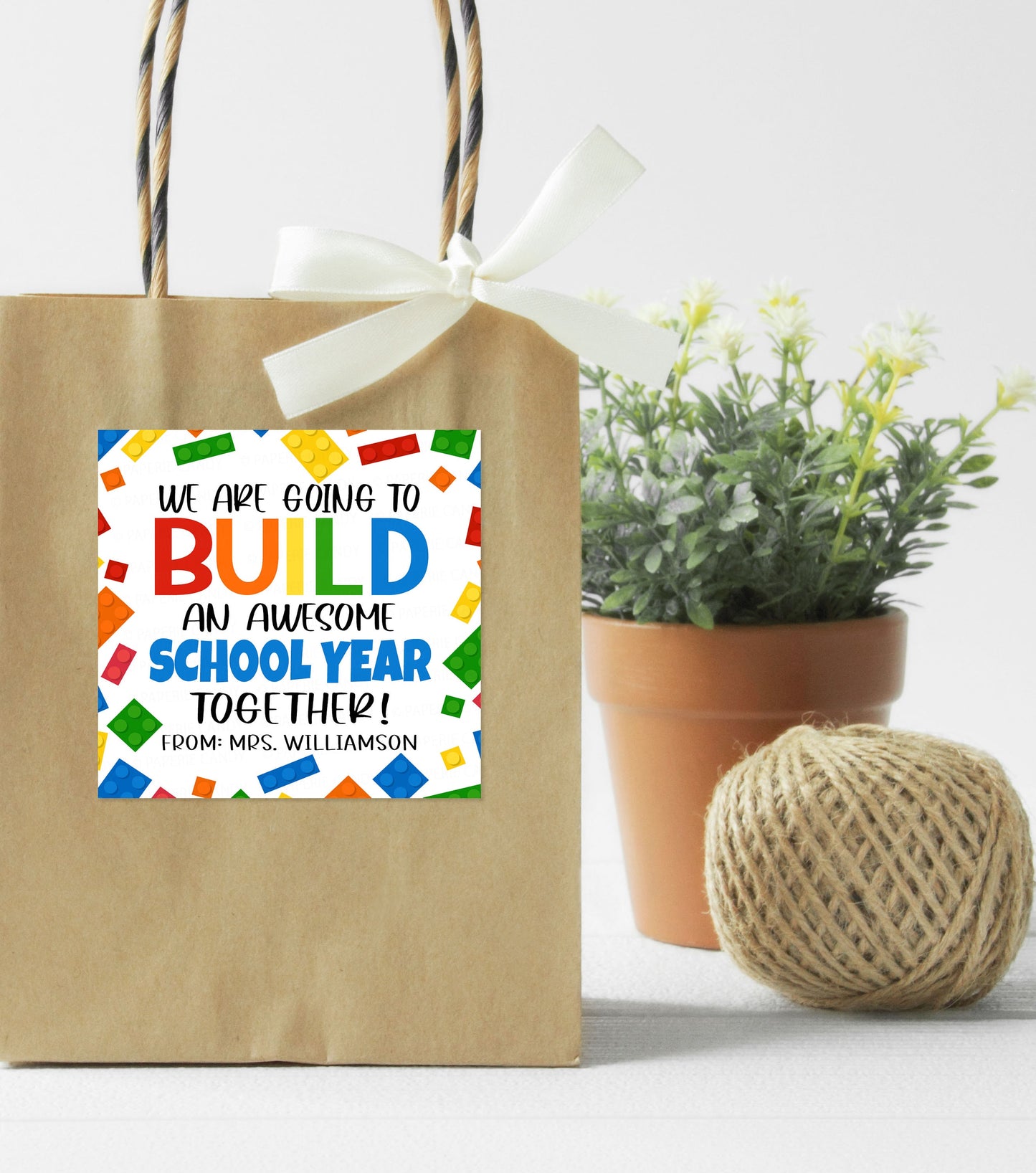 Back To School Building Blocks Gift Tag, Build An Awesome Year Together, Gift For Students Classroom Friend Classmate, Printable Toy Gift