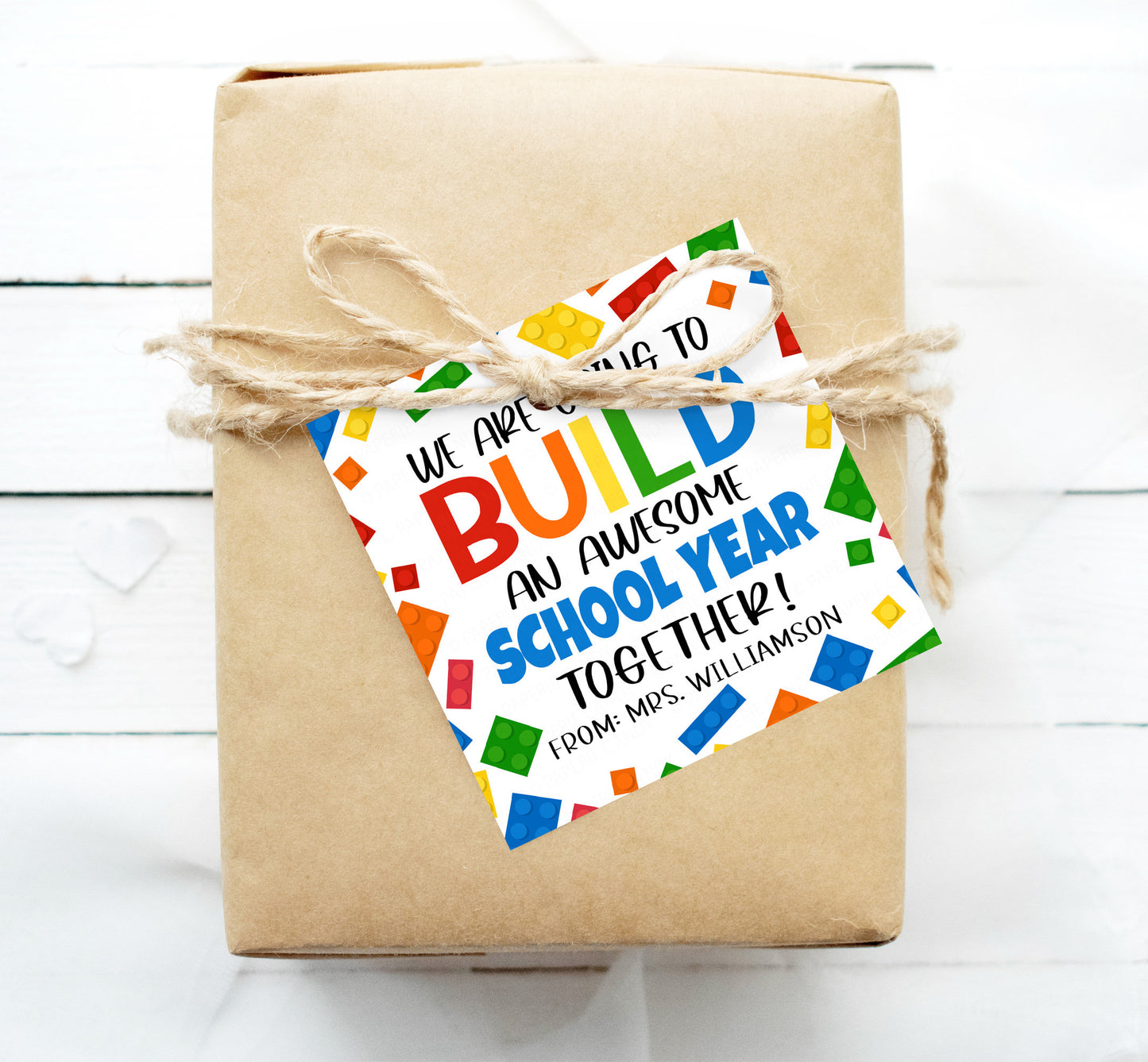 Back To School Building Blocks Gift Tag, Build An Awesome Year Together, Gift For Students Classroom Friend Classmate, Printable Toy Gift