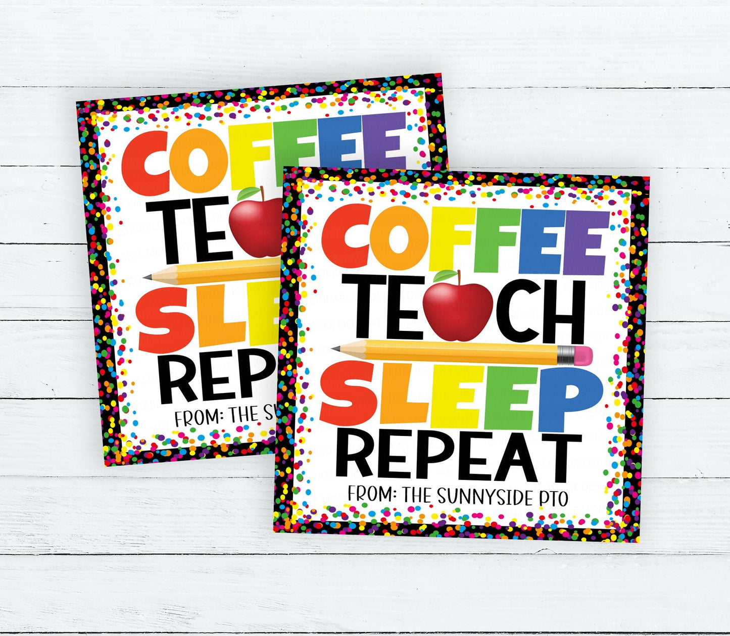 Back To School Teacher Gift Tag, Coffee Teach Sleep Repeat, Appreciation Gift For Teachers Staff Employees School PTO PTA Editable Printable