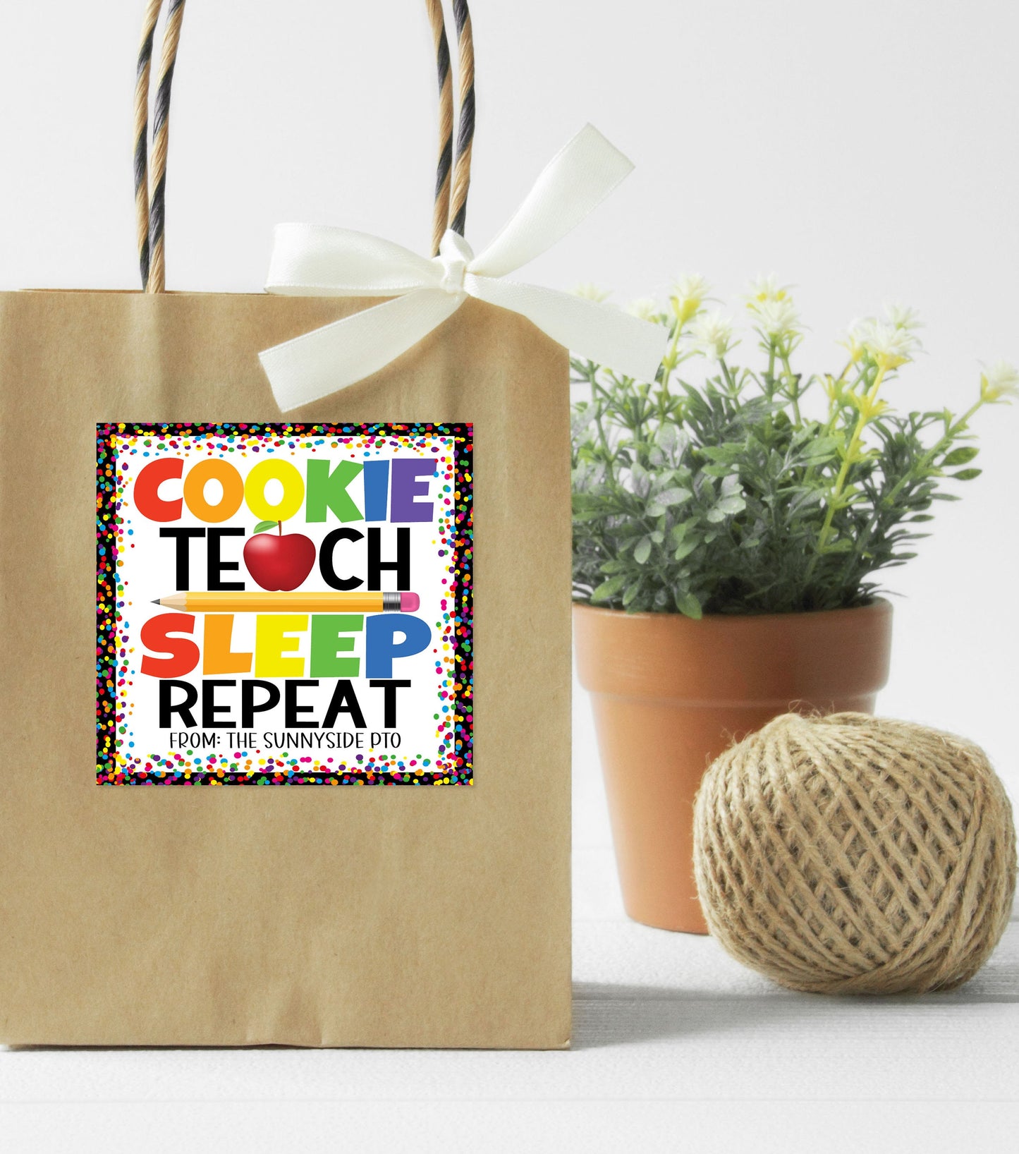 Back To School Teacher Gift Tag, Cookie Teach Sleep Repeat, Appreciation Gift For Teachers School PTO PTA, Chocolate Chip Editable Printable