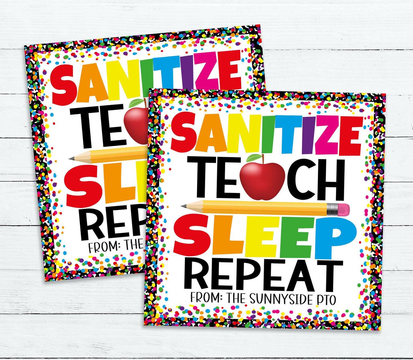 Back To School Teacher Gift Tag, Sanitize Teach Sleep Repeat, Appreciation Gift For Teachers School PTO PTA, Hand Soap, Editable Printable