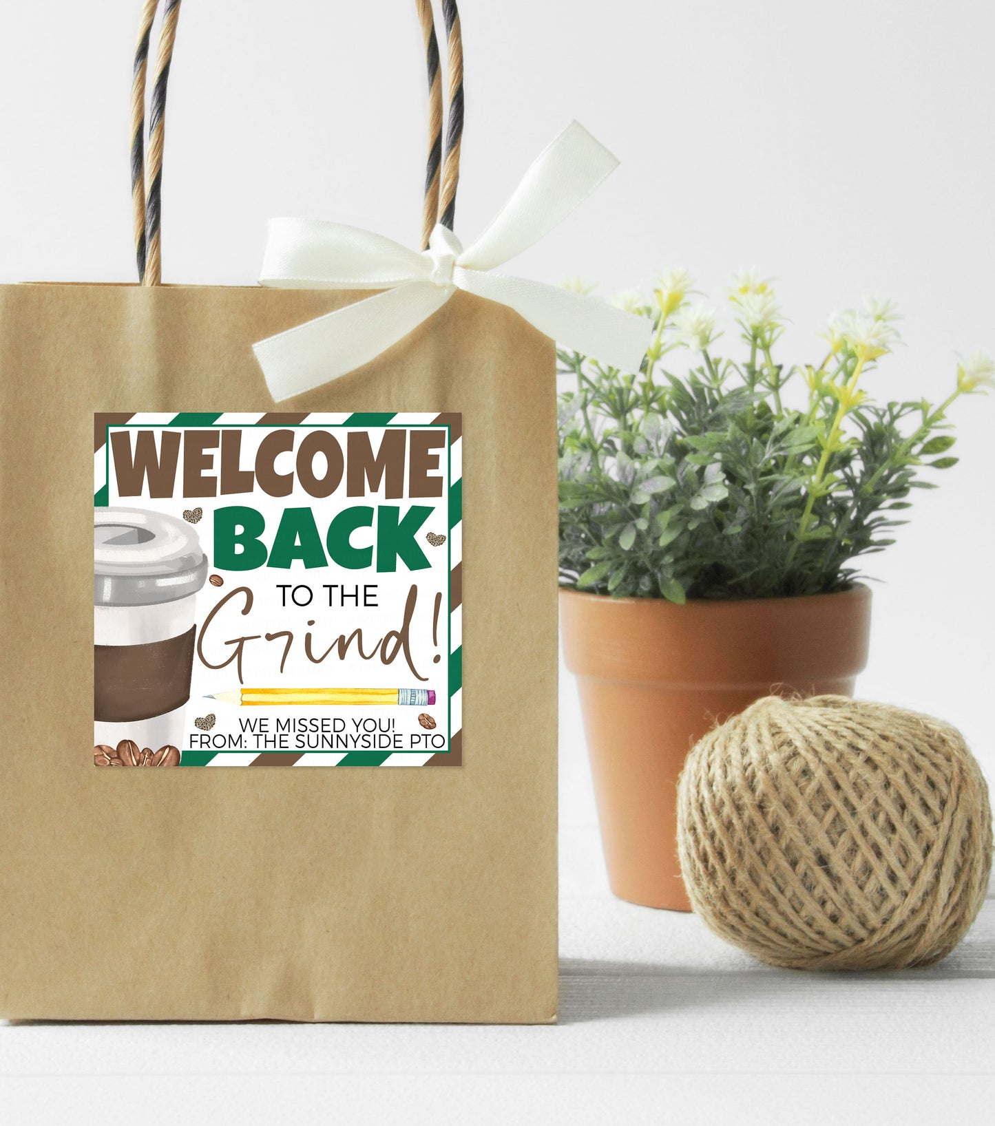 Back To School Coffee Gift Tags, Welcome Back To The Grind Label, Gift For Teachers Staff Employee School PTO PTA, DIY Printable Template