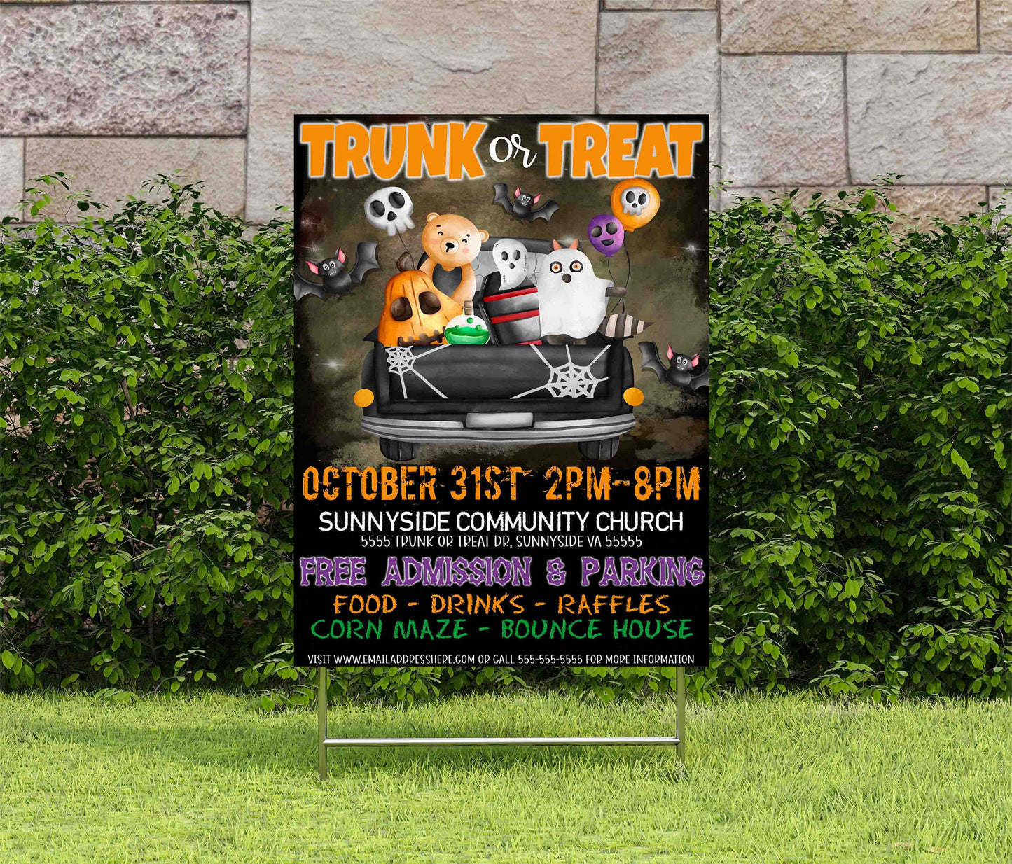 Trunk or Treat Flyer Invitation, Halloween Fall Festival Event, School Church Fundraiser Community Company Business Kids Party, PTO PTA