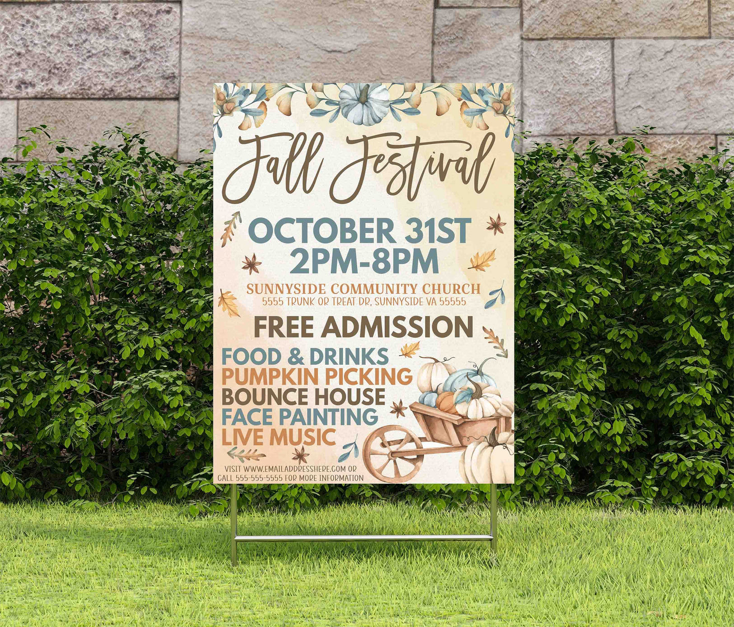 Fall Festival Flyer Invitation, School Church Harvest Event, PTO PTA Community Business Halloween Charity Fundraiser, Printable Template