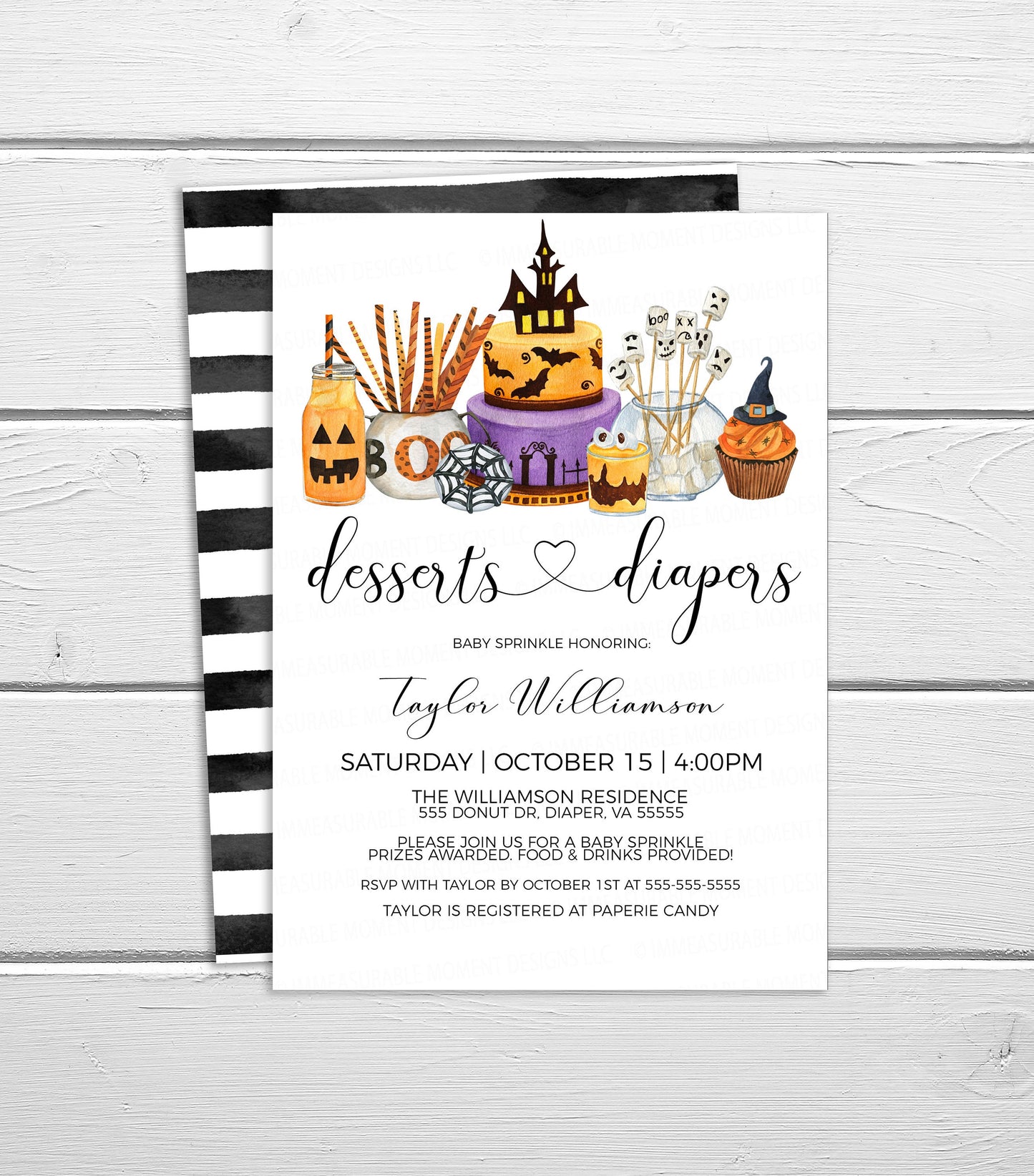 Halloween Baby Shower Invitation, Desserts And Diapers Invite, Donuts Baby Sprinkle, Boy Girl Twins Sprinkled With Love, Editable Printable