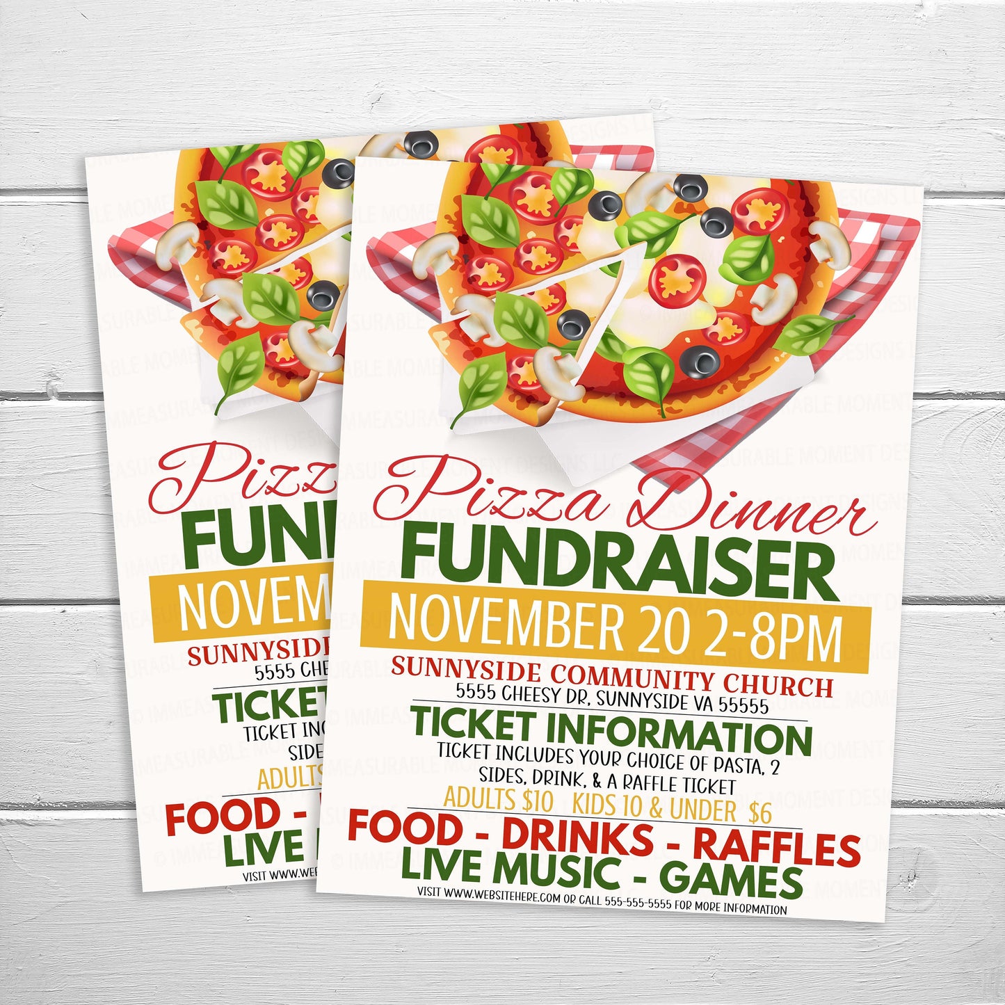 Editable Pizza Fundraiser Flyer, Pizza Dinner Fundraising Invitation, School Church Business Charity Invite, PTA PTO Printable Template