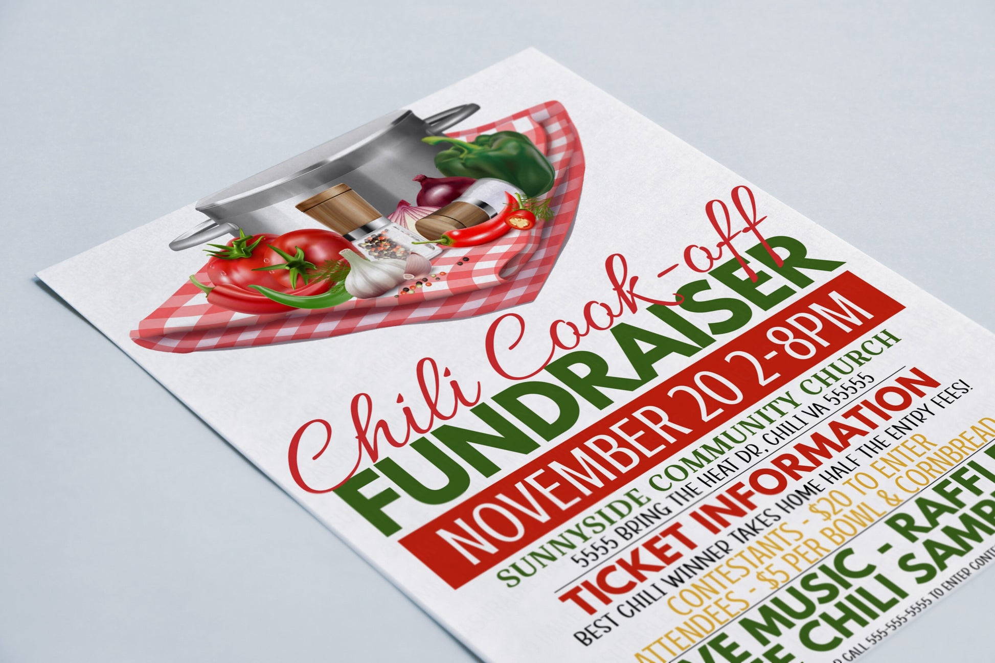 Editable Chili Cook-Off Invitation Flyer, Family Cookoff Competition I ...