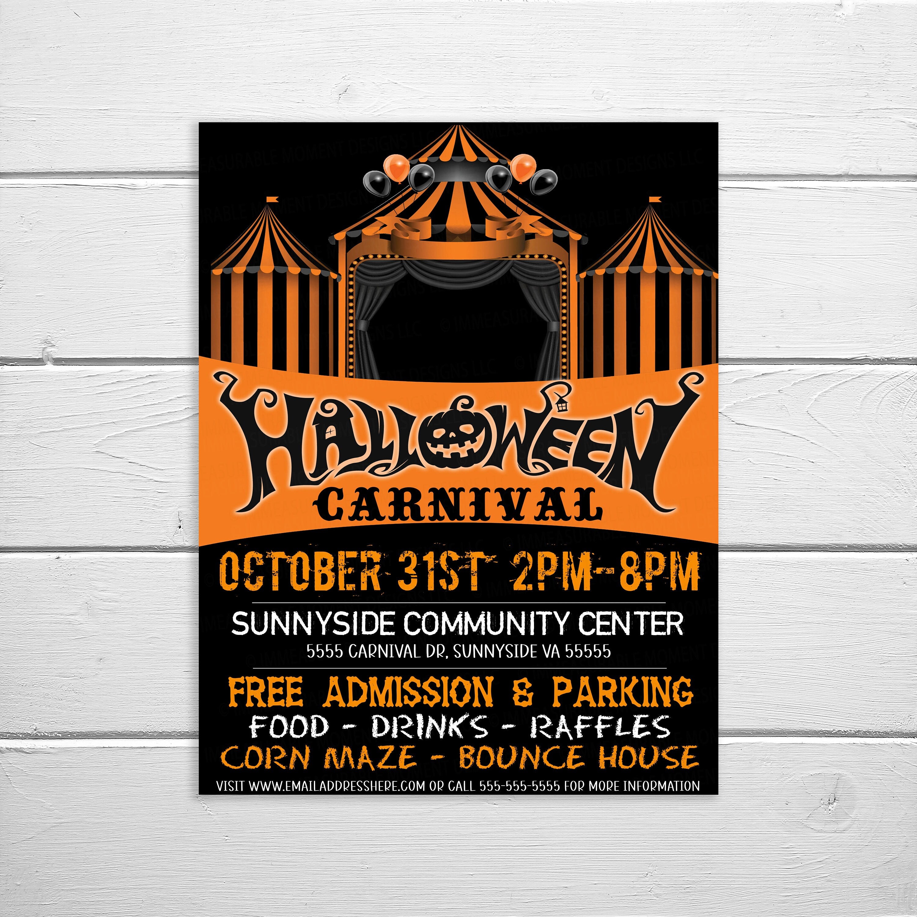 Halloween Carnival Flyer, Editable Printable, School PTO PTA Invitatio ...