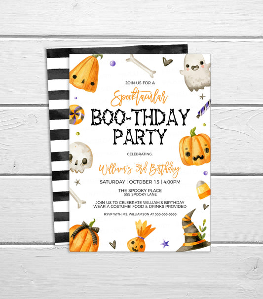 Editable Halloween Birthday Invitation, Boo-thday Kids Costume Party Invite, Monster Bash Trick Or Treat, Boy Girl Twins, DIY Printable