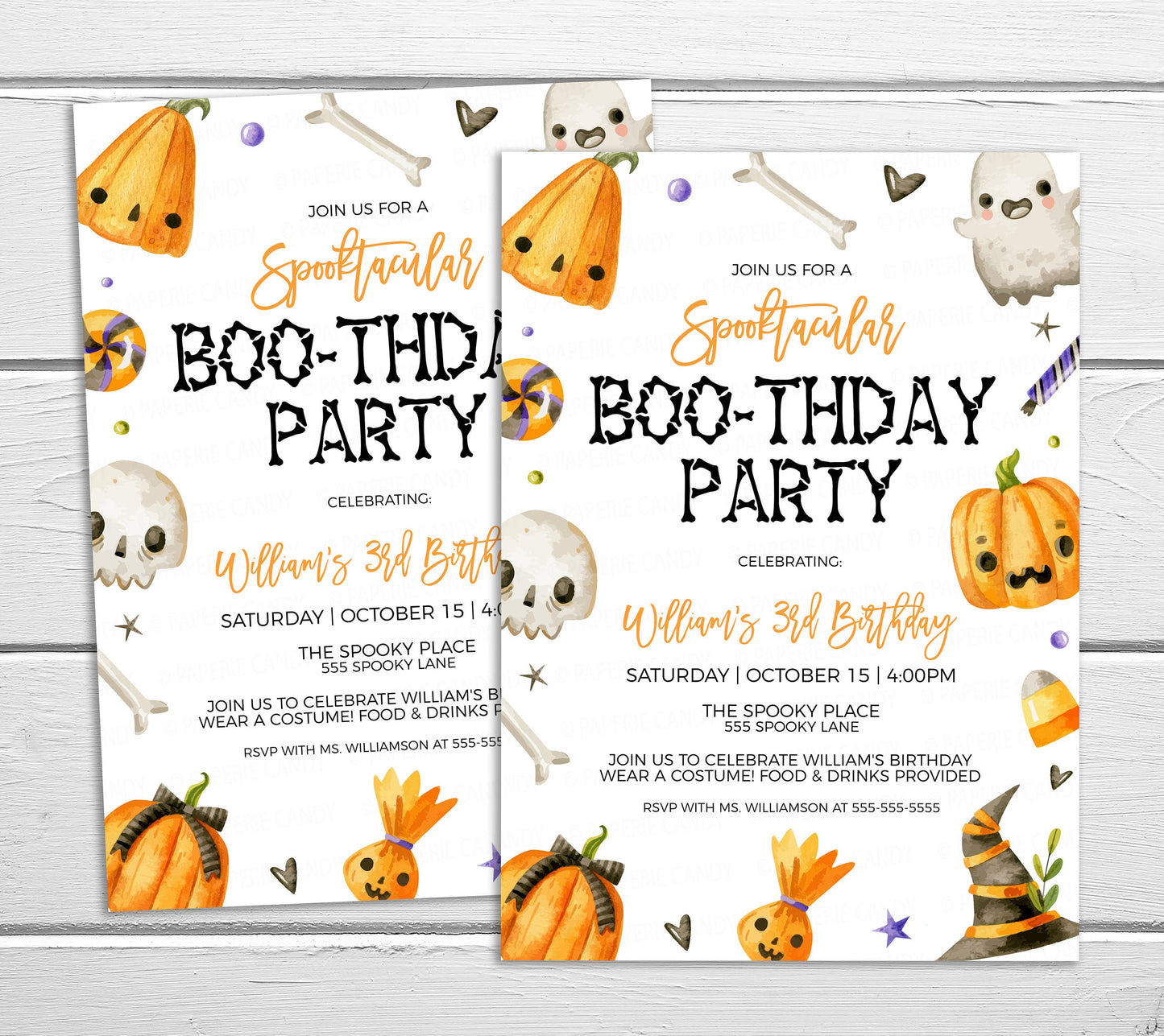 Editable Halloween Birthday Invitation, Boo-thday Kids Costume Party Invite, Monster Bash Trick Or Treat, Boy Girl Twins, DIY Printable