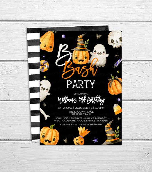 Halloween Boo Bash Invitation, Spooktacular Kids Birthday Costume Party Invite, Monster Bash Trick Or Treat, DIY Editable Printable