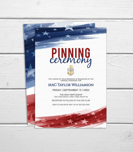 Editable CPO Pinning Ceremony Invitation, Chief Petty Officer Select Pinning Invite, United States Navy Pinning Event, Printable