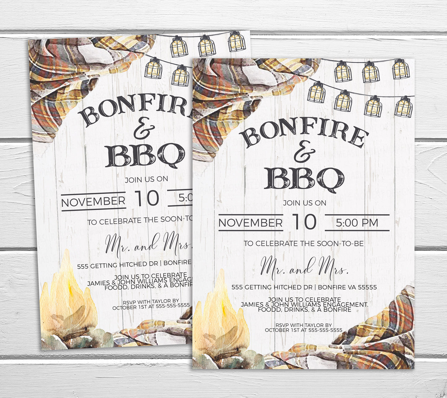 Bonfire BBQ Invitation, Fall Autumn Backyard Party Invite, Barbecue Couples Shower Rustic Engagement, Birthday Campfire, Printable Editable