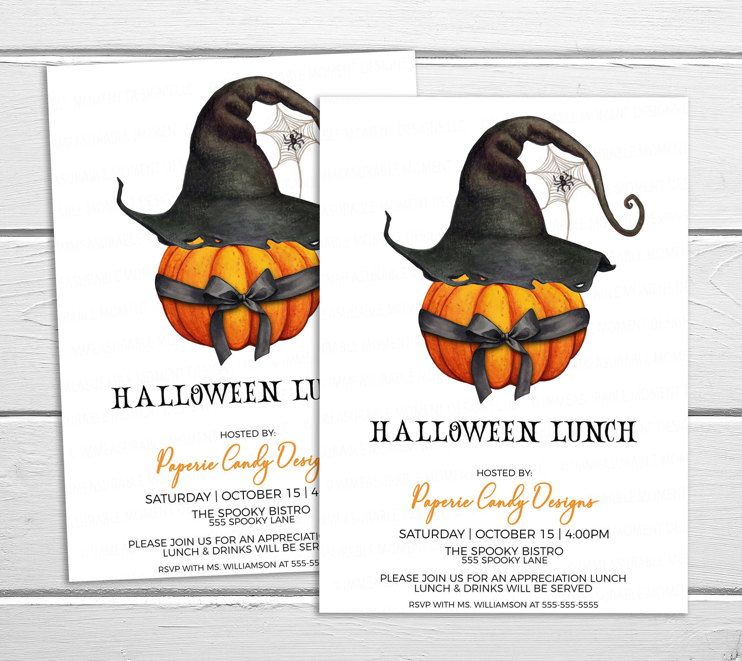 Editable Halloween Invitation, Lunch Brunch Dinner Breakfast, Employee Staff Volunteer Appreciation Minimalist Watercolor Invite, Printable