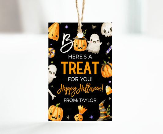 Halloween Treat Gift Tags, Boo Here's A Treat For You, Candy Chocolate Toy, School Classroom Classmates Kids, Trick Treat Editable Printable