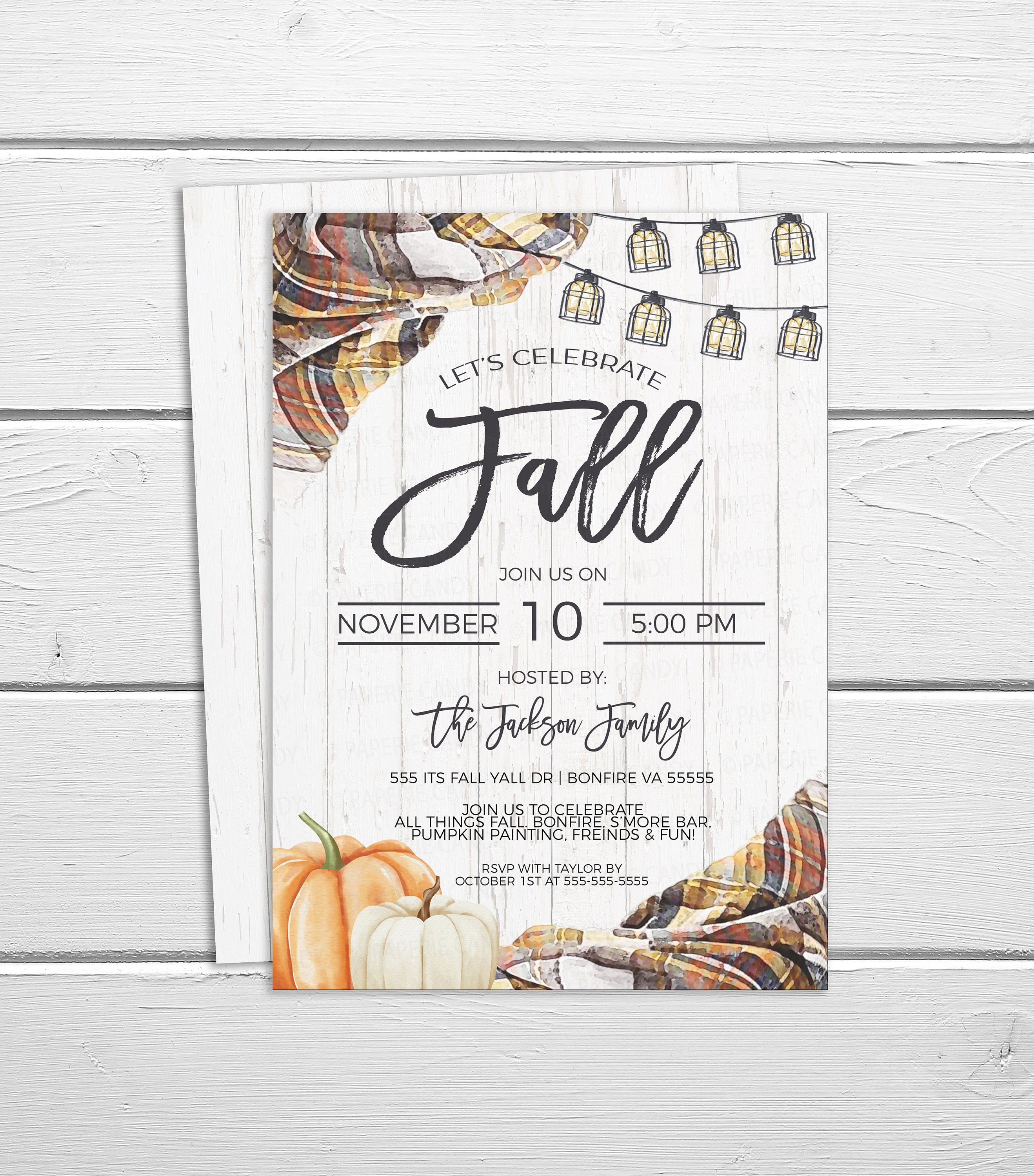 Fall Celebration Invitation, Autumn Neighborhood Fall Fest Party Invit ...