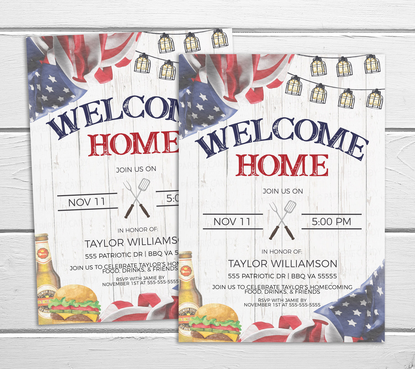 Homecoming Invitation, Welcome Home Deployment Party, United States Navy Army Marines Coast Guard Air Force Invite, Editable Printable