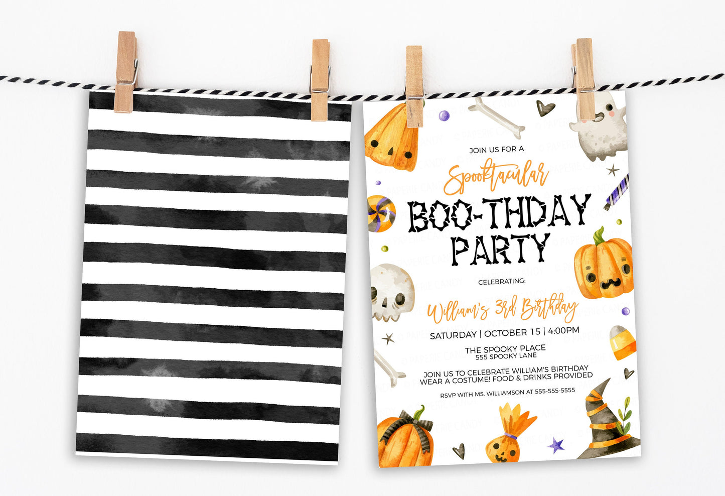 Editable Halloween Birthday Invitation, Boo-thday Kids Costume Party Invite, Monster Bash Trick Or Treat, Boy Girl Twins, DIY Printable