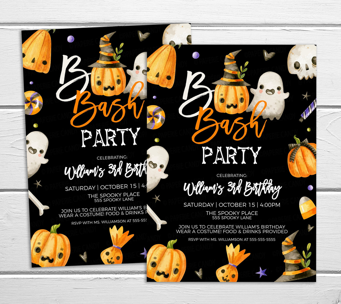 Halloween Boo Bash Invitation, Spooktacular Kids Birthday Costume Party Invite, Monster Bash Trick Or Treat, DIY Editable Printable