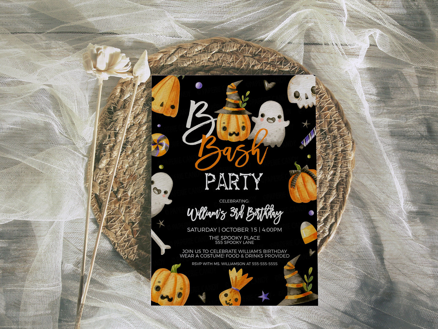 Halloween Boo Bash Invitation, Spooktacular Kids Birthday Costume Party Invite, Monster Bash Trick Or Treat, DIY Editable Printable