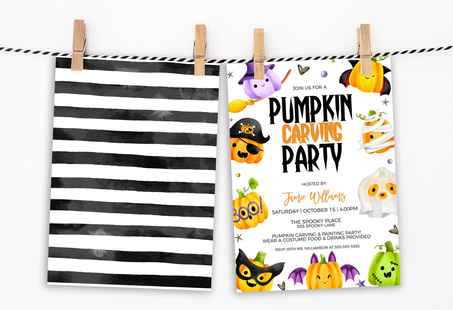 Editable Pumpkin Carving Invitation, Halloween Pumpkin Painting Invite, Kids Pumpkin Craft Birthday Party, School Classroom Party, Printable