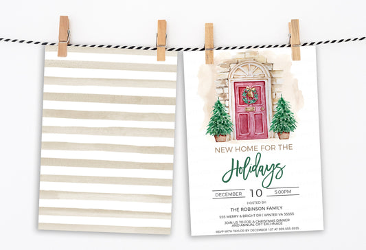 Christmas Housewarming Invitation, Home For The Holidays Invite, New Home Party, Address Change, Winter Holiday Editable Printable Template