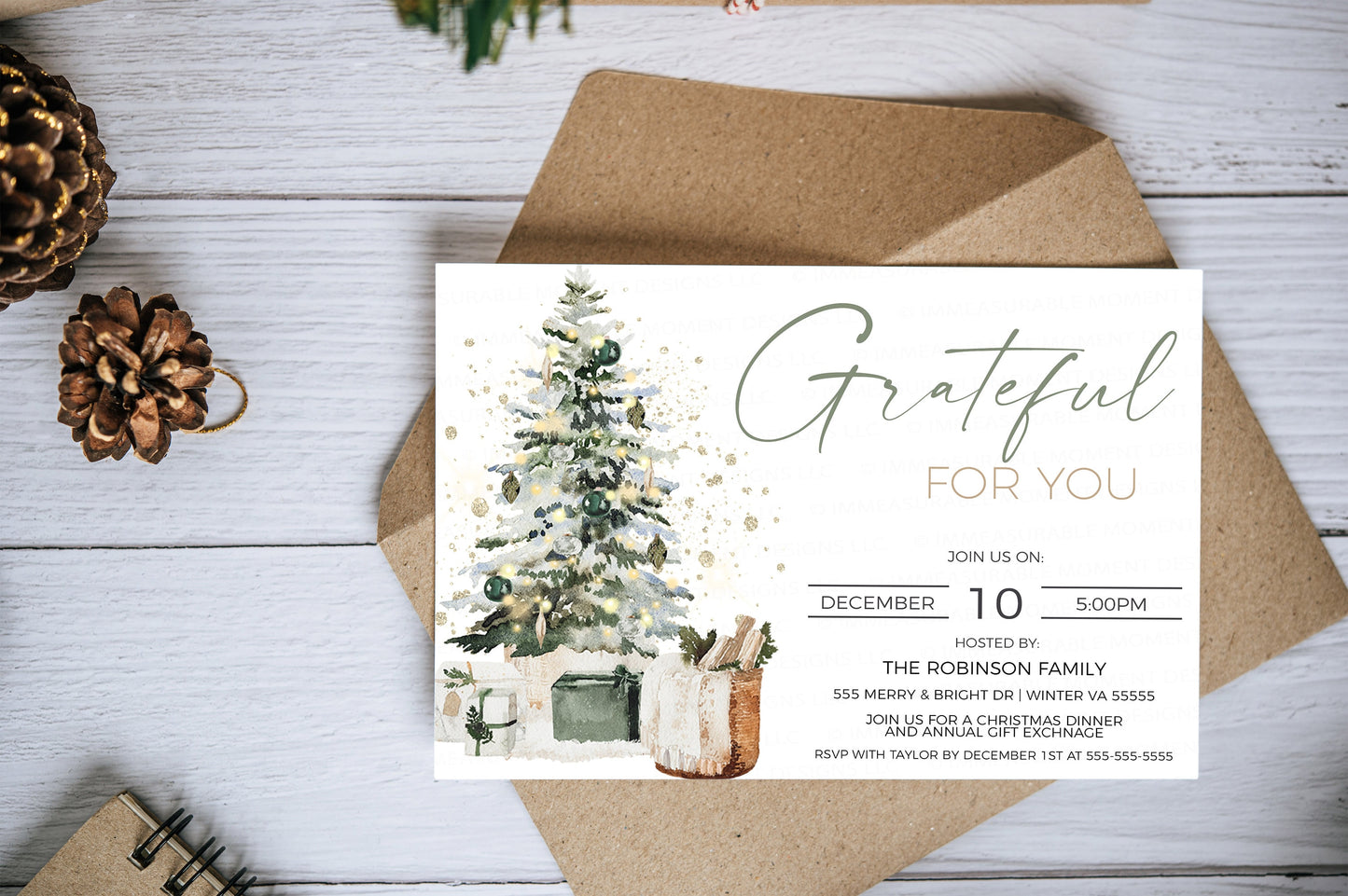 Editable Christmas Appreciation Party Invitation, Brunch Lunch Dinner Winter Holiday Invite, Business Company Staff Employee, Printable