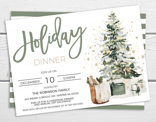 Editable Holiday Party Invitation, Brunch Lunch Dinner Breakfast Invite, Christmas Business Company Staff Employee Friends Family, Printable
