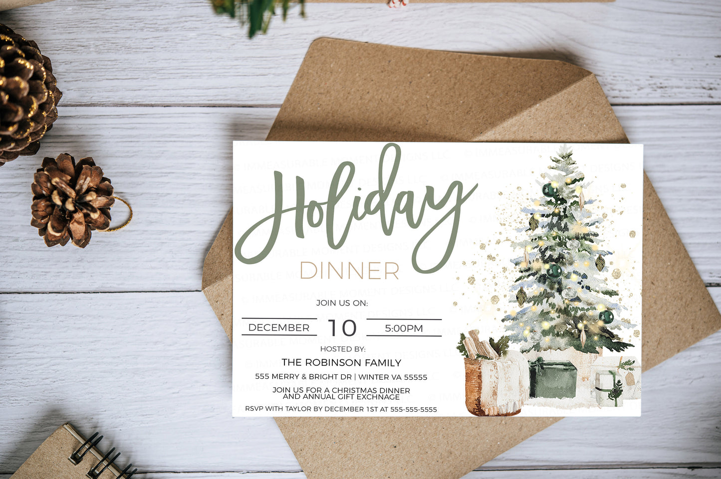 Editable Holiday Party Invitation, Brunch Lunch Dinner Breakfast Invite, Christmas Business Company Staff Employee Friends Family, Printable