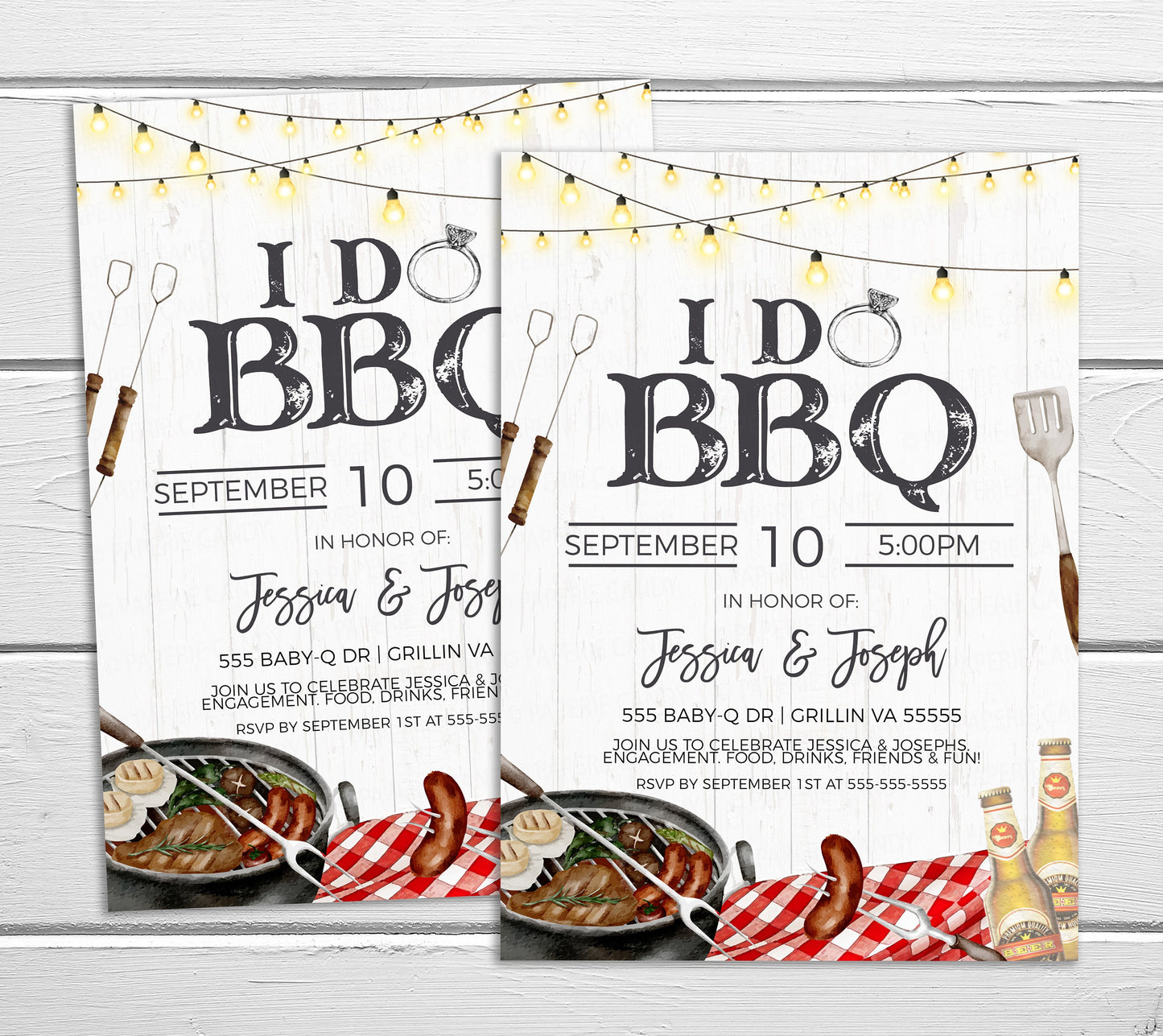 I Do BBQ Couples Shower Invitation, BBQ Burgers Beer Engagement Invite, Backyard Barbecue, Co-Ed Couples Shower Editable Printable Template