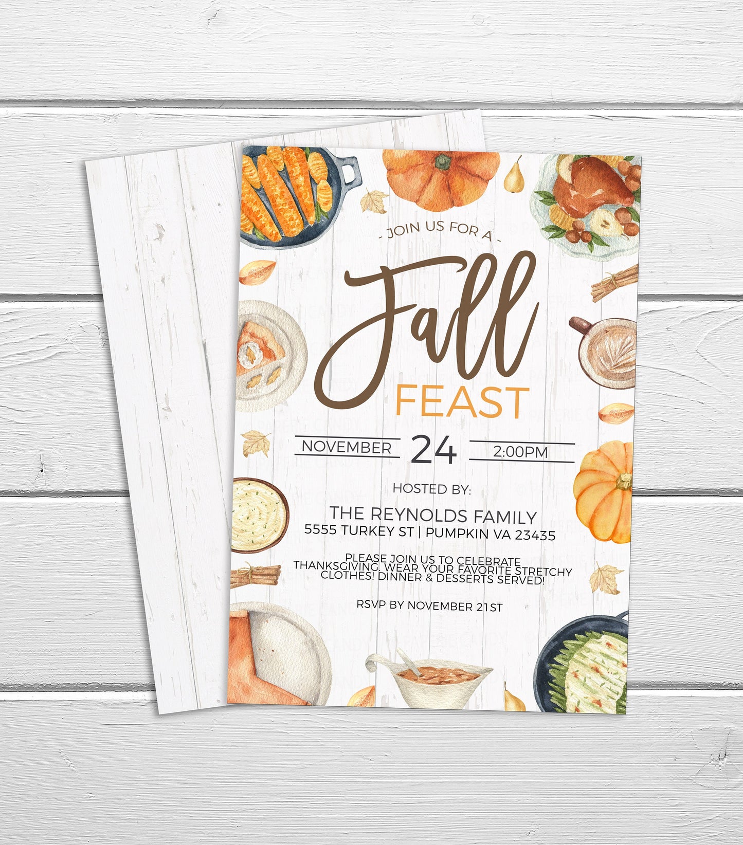 Fall Feast Invitation, Editable Thanksgiving Party Invite, Turkey Dinner Lunch Luncheon, Thanksgiving Appreciation, Printable Template