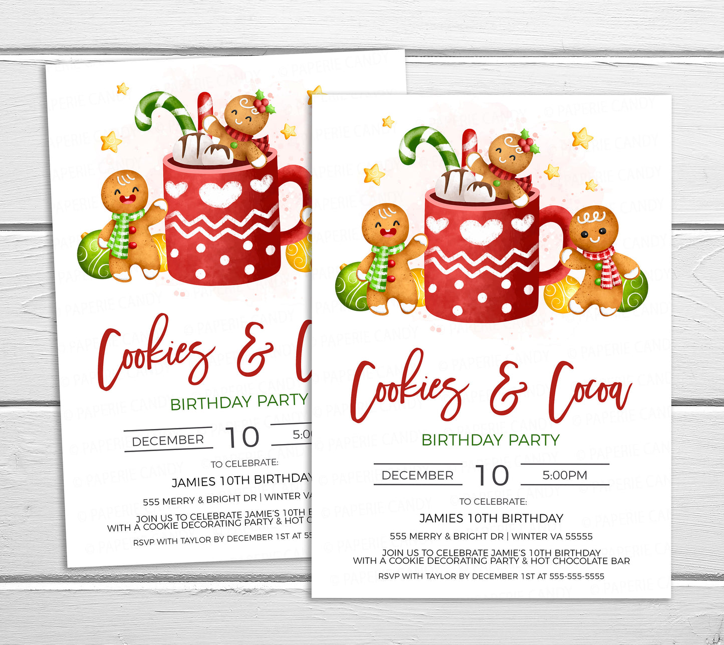 Christmas Cookies & Cocoa Birthday Party Invitation, Editable Birthday Cookie Decorating And Hot Chocolate Bar Party, DIY Printable Template