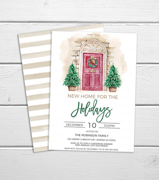 Christmas Housewarming Invitation, Home For The Holidays Invite, New Home Party, New House Party, Winter Holiday Editable Printable Template
