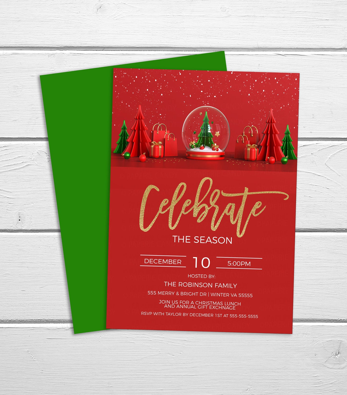 Celebrate The Season Party Invitation, Christmas Celebration Invite, Company Party, Lunch Luncheon Dinner Brunch, DIY Editable Printable