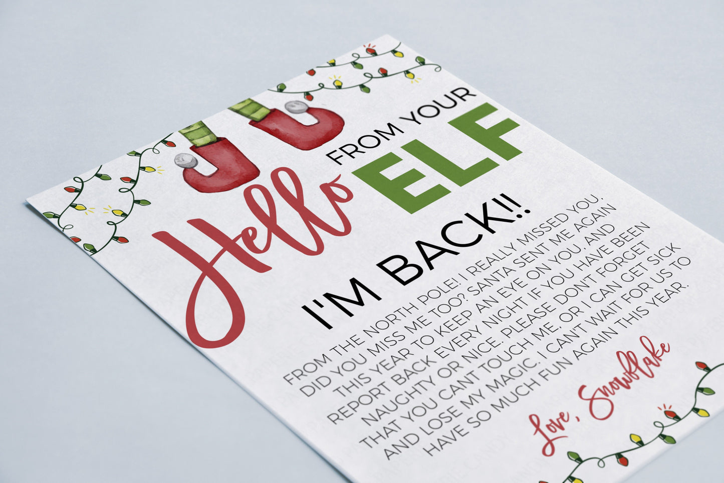 Editable Hello Elf Letter, Welcome Note I'm Back, Goodbye Elf Arrival Letter, Christmas Elves, Elf Activity Game, Printable Template