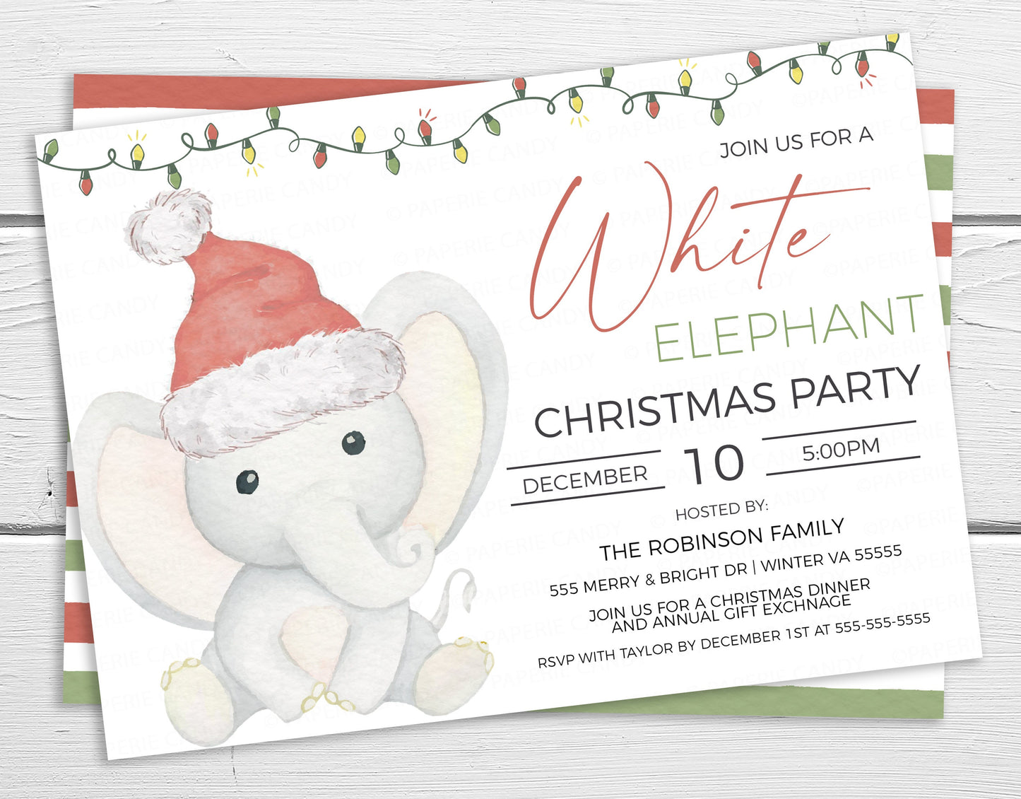 White Elephant Party Invitation, Gift Exchange Invite, Friends Family Business Company Staff Employee Work Party Editable Printable Template