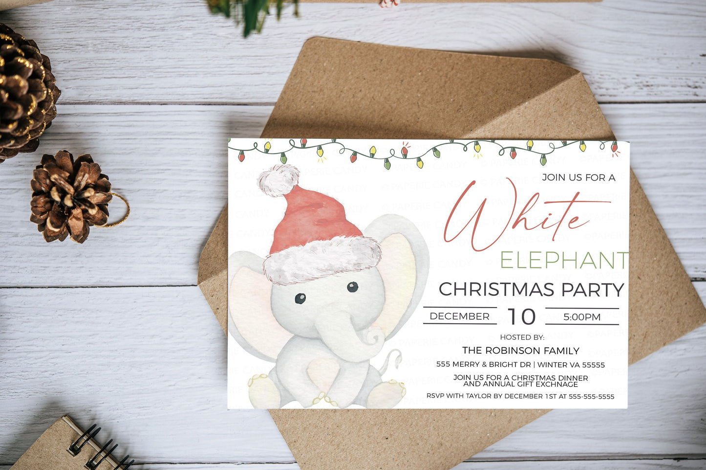 White Elephant Party Invitation, Gift Exchange Invite, Friends Family Business Company Staff Employee Work Party Editable Printable Template