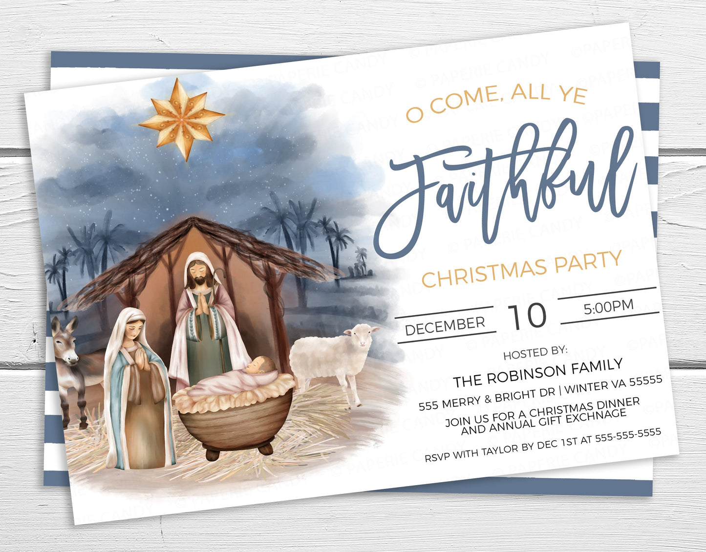 Christmas Nativity Invitation, O Come All Ye Faithful Invite, Religious Christian Manger, Christ's Birth Church Service, Editable Printable