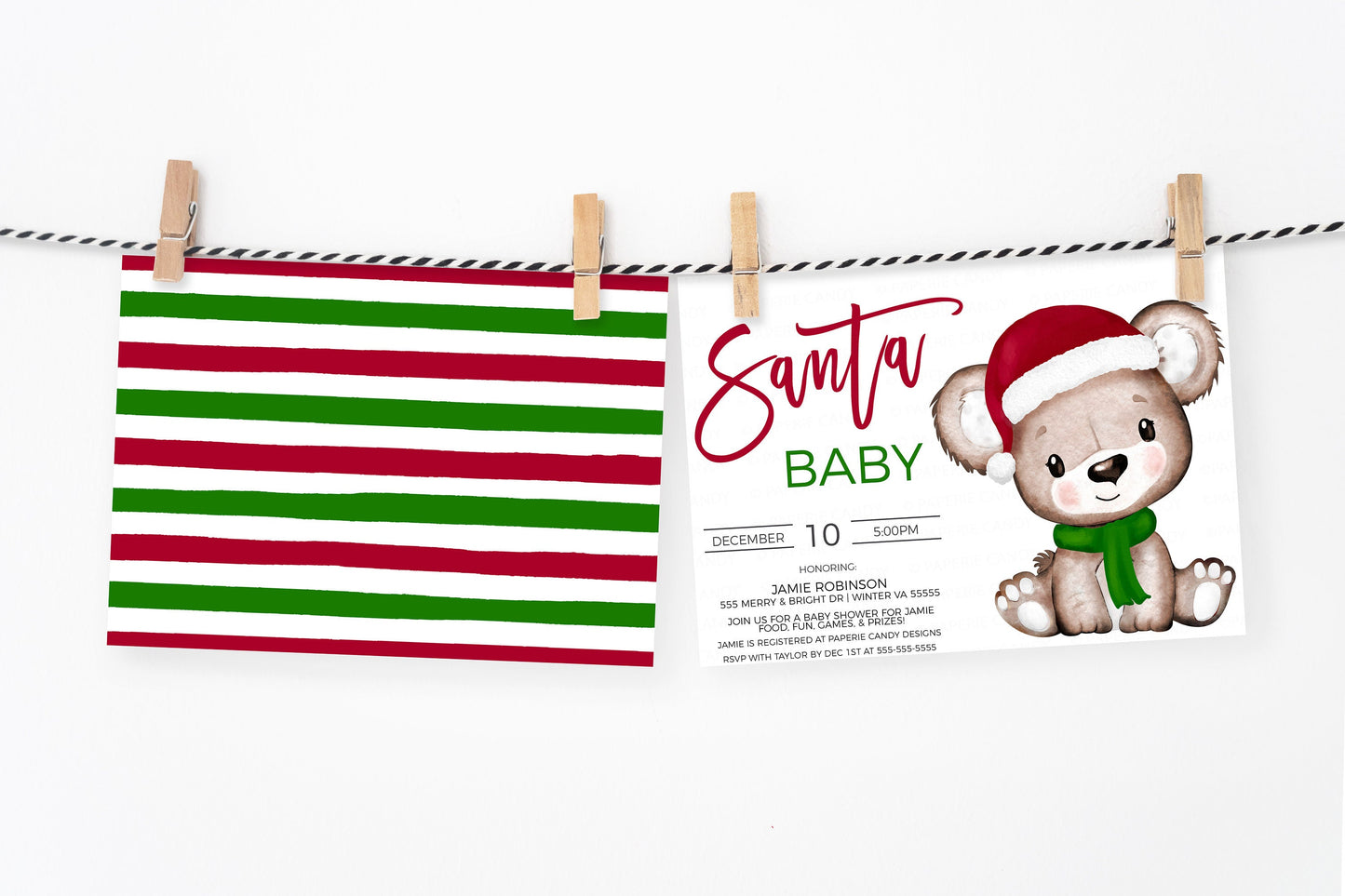Christmas Baby Shower Invitation, Santa Baby Invite, Boy Girl Twin Shower, Christmas General Reveal Party, Editable Printable Template