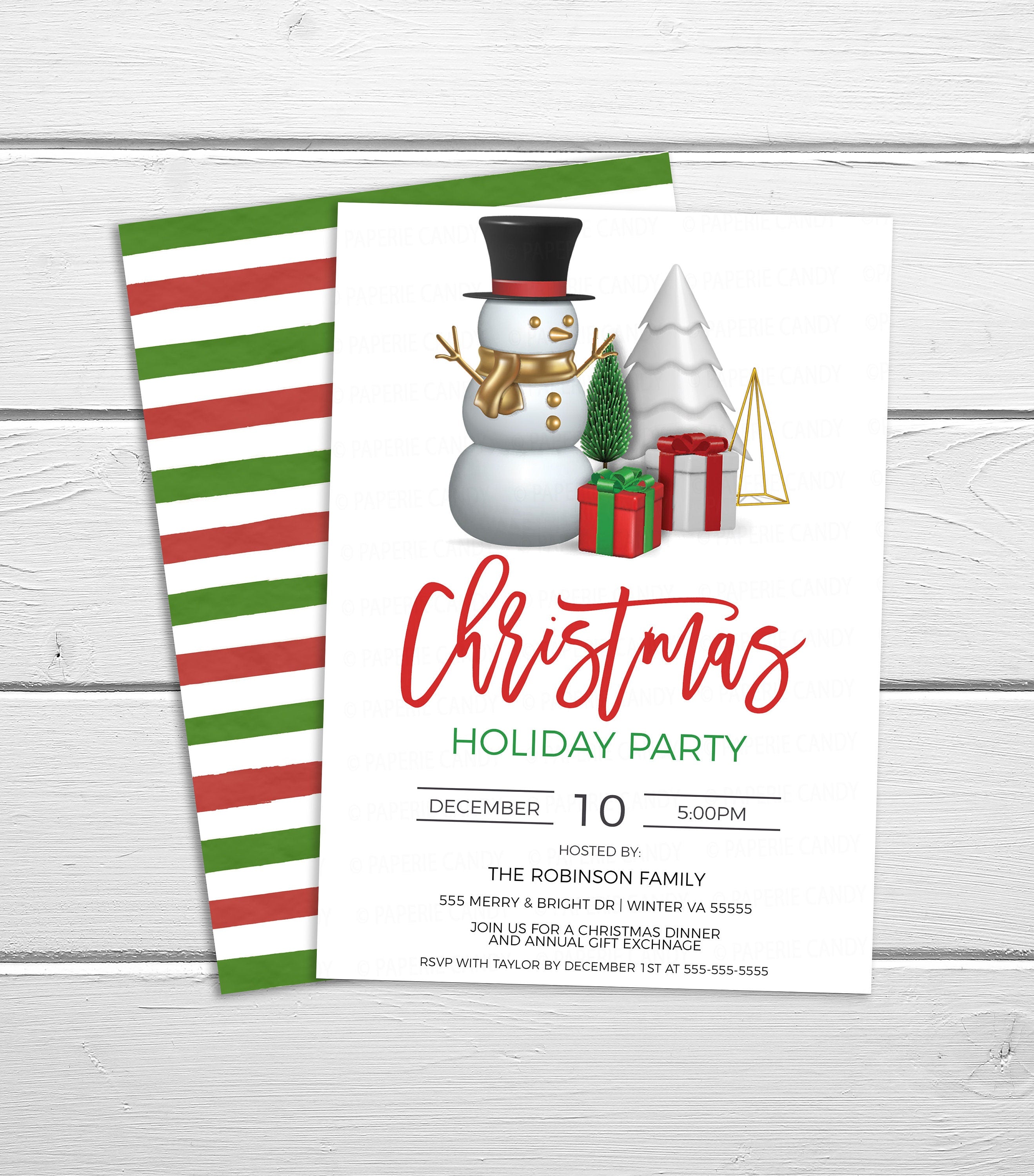 Editable Snowman Christmas Party Invitation, Winter Holiday Invite, Fa ...