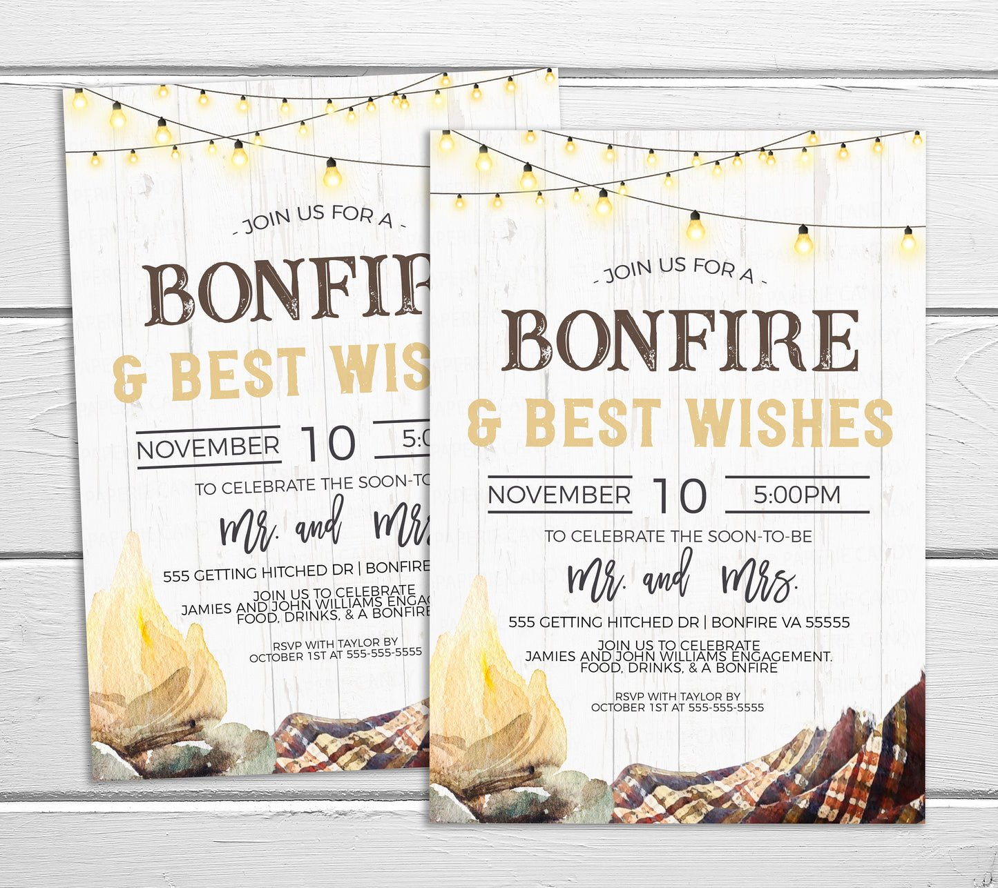 Bonfire Engagement Invitation, Couples Shower Invite, Rustic Wedding Backyard Party, Fall Autumn Mr Mrs, Fall In Love Campfire, Printable