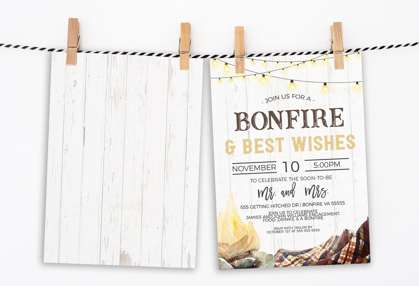 Bonfire Engagement Invitation, Couples Shower Invite, Rustic Wedding Backyard Party, Fall Autumn Mr Mrs, Fall In Love Campfire, Printable